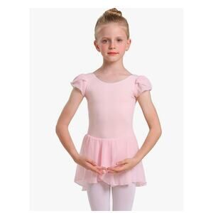 Girl's Pink Short Flutter Sleeve Ballet Leotard Dress NWT Size 8
